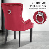 darrahopens Furniture > Bar Stools & Chairs La Bella 4 Set Red French Provincial Dining Chair Ring Studded Lisse Velvet Rubberwood