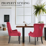 darrahopens Furniture > Bar Stools & Chairs La Bella 4 Set Red French Provincial Dining Chair Ring Studded Lisse Velvet Rubberwood