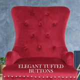 darrahopens Furniture > Bar Stools & Chairs La Bella 4 Set Red French Provincial Dining Chair Ring Studded Lisse Velvet Rubberwood