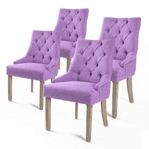 darrahopens Furniture > Bar Stools & Chairs La Bella 4 Set Violet French Provincial Dining Chair Amour Oak Leg
