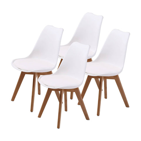 darrahopens Furniture > Bar Stools & Chairs La Bella 4 Set White Retro Dining Cafe Chair Padded Seat