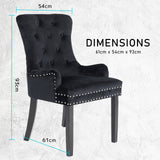 darrahopens Furniture > Bar Stools & Chairs La Bella Black French Provincial Dining Chair Ring Studded Lisse Velvet Rubberwood