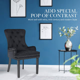 darrahopens Furniture > Bar Stools & Chairs La Bella Black French Provincial Dining Chair Ring Studded Lisse Velvet Rubberwood