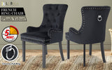 darrahopens Furniture > Bar Stools & Chairs La Bella Black French Provincial Dining Chair Ring Studded Lisse Velvet Rubberwood