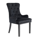 darrahopens Furniture > Bar Stools & Chairs La Bella Black French Provincial Dining Chair Ring Studded Lisse Velvet Rubberwood