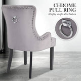 darrahopens Furniture > Bar Stools & Chairs La Bella Grey French Provincial Dining Chair Ring Studded Lisse Velvet Rubberwood