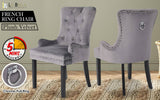 darrahopens Furniture > Bar Stools & Chairs La Bella Grey French Provincial Dining Chair Ring Studded Lisse Velvet Rubberwood
