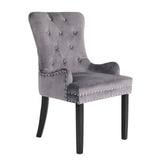 darrahopens Furniture > Bar Stools & Chairs La Bella Grey French Provincial Dining Chair Ring Studded Lisse Velvet Rubberwood