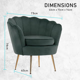 darrahopens Furniture > Bar Stools & Chairs La Bella Shell Scallop Green Armchair Lounge Chair Accent Velvet