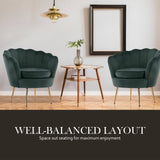 darrahopens Furniture > Bar Stools & Chairs La Bella Shell Scallop Green Armchair Lounge Chair Accent Velvet