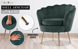 darrahopens Furniture > Bar Stools & Chairs La Bella Shell Scallop Green Armchair Lounge Chair Accent Velvet