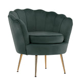 darrahopens Furniture > Bar Stools & Chairs La Bella Shell Scallop Green Armchair Lounge Chair Accent Velvet
