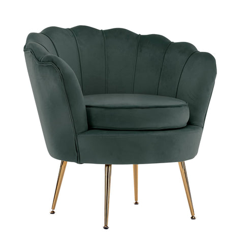 darrahopens Furniture > Bar Stools & Chairs La Bella Shell Scallop Green Armchair Lounge Chair Accent Velvet