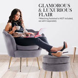 darrahopens Furniture > Bar Stools & Chairs La Bella Shell Scallop Grey Armchair Lounge Chair Accent Velvet
