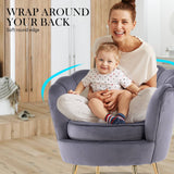 darrahopens Furniture > Bar Stools & Chairs La Bella Shell Scallop Grey Armchair Lounge Chair Accent Velvet