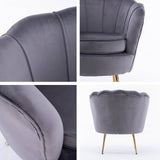 darrahopens Furniture > Bar Stools & Chairs La Bella Shell Scallop Grey Armchair Lounge Chair Accent Velvet
