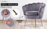 darrahopens Furniture > Bar Stools & Chairs La Bella Shell Scallop Grey Armchair Lounge Chair Accent Velvet