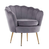 darrahopens Furniture > Bar Stools & Chairs La Bella Shell Scallop Grey Armchair Lounge Chair Accent Velvet