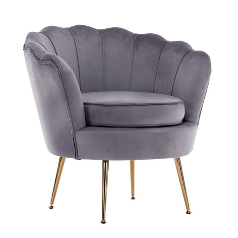 darrahopens Furniture > Bar Stools & Chairs La Bella Shell Scallop Grey Armchair Lounge Chair Accent Velvet