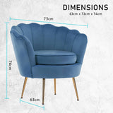 darrahopens Furniture > Bar Stools & Chairs La Bella Shell Scallop Navy Blue Armchair Lounge Chair Accent Velvet