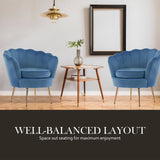 darrahopens Furniture > Bar Stools & Chairs La Bella Shell Scallop Navy Blue Armchair Lounge Chair Accent Velvet