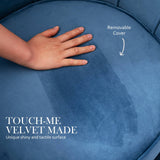 darrahopens Furniture > Bar Stools & Chairs La Bella Shell Scallop Navy Blue Armchair Lounge Chair Accent Velvet