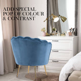 darrahopens Furniture > Bar Stools & Chairs La Bella Shell Scallop Navy Blue Armchair Lounge Chair Accent Velvet