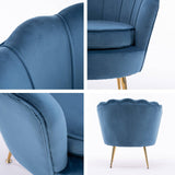 darrahopens Furniture > Bar Stools & Chairs La Bella Shell Scallop Navy Blue Armchair Lounge Chair Accent Velvet
