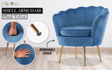 darrahopens Furniture > Bar Stools & Chairs La Bella Shell Scallop Navy Blue Armchair Lounge Chair Accent Velvet