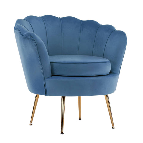 darrahopens Furniture > Bar Stools & Chairs La Bella Shell Scallop Navy Blue Armchair Lounge Chair Accent Velvet
