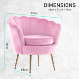 darrahopens Furniture > Bar Stools & Chairs La Bella Shell Scallop Pink Armchair Lounge Chair Accent Velvet
