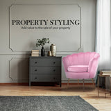 darrahopens Furniture > Bar Stools & Chairs La Bella Shell Scallop Pink Armchair Lounge Chair Accent Velvet