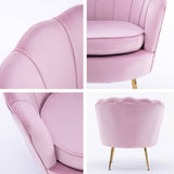darrahopens Furniture > Bar Stools & Chairs La Bella Shell Scallop Pink Armchair Lounge Chair Accent Velvet