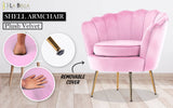 darrahopens Furniture > Bar Stools & Chairs La Bella Shell Scallop Pink Armchair Lounge Chair Accent Velvet