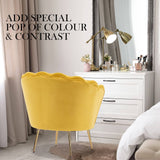 darrahopens Furniture > Bar Stools & Chairs La Bella Shell Scallop Yellow Armchair Accent Chair Velvet + Round Ottoman Footstool