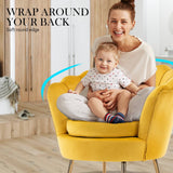 darrahopens Furniture > Bar Stools & Chairs La Bella Shell Scallop Yellow Armchair Accent Chair Velvet + Round Ottoman Footstool