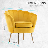 darrahopens Furniture > Bar Stools & Chairs La Bella Shell Scallop Yellow Armchair Lounge Chair Accent Velvet