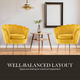 darrahopens Furniture > Bar Stools & Chairs La Bella Shell Scallop Yellow Armchair Lounge Chair Accent Velvet