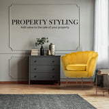 darrahopens Furniture > Bar Stools & Chairs La Bella Shell Scallop Yellow Armchair Lounge Chair Accent Velvet