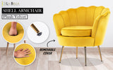 darrahopens Furniture > Bar Stools & Chairs La Bella Shell Scallop Yellow Armchair Lounge Chair Accent Velvet