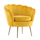 darrahopens Furniture > Bar Stools & Chairs La Bella Shell Scallop Yellow Armchair Lounge Chair Accent Velvet