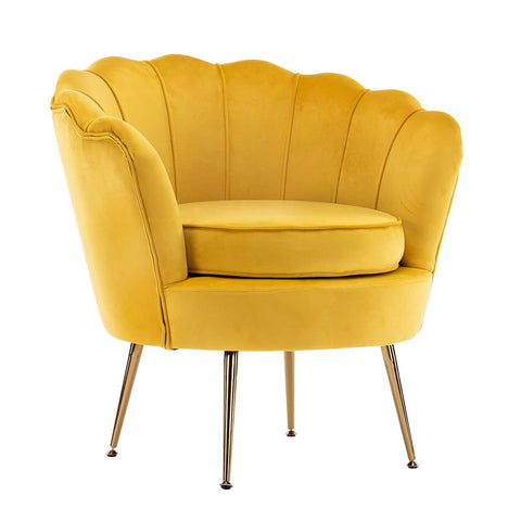 darrahopens Furniture > Bar Stools & Chairs La Bella Shell Scallop Yellow Armchair Lounge Chair Accent Velvet