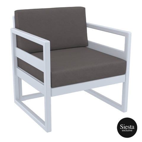 Darrahopens Furniture > Bar Stools & Chairs Mykonos Lounge Armchair - Silver Grey with Dark Grey Cushions