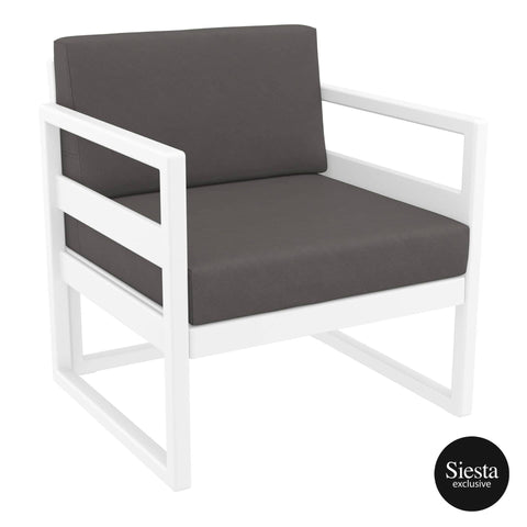 Darrahopens Furniture > Bar Stools & Chairs Mykonos Lounge Armchair - White with Dark Grey Cushions