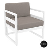Darrahopens Furniture > Bar Stools & Chairs Mykonos Lounge Armchair - White with Light Brown Cushions