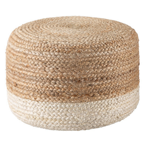 darrahopens Furniture > Bar Stools & Chairs Ombre Hand Braided Jute Cotton Pouf Ottoman 50 x 35 cm (Beige)