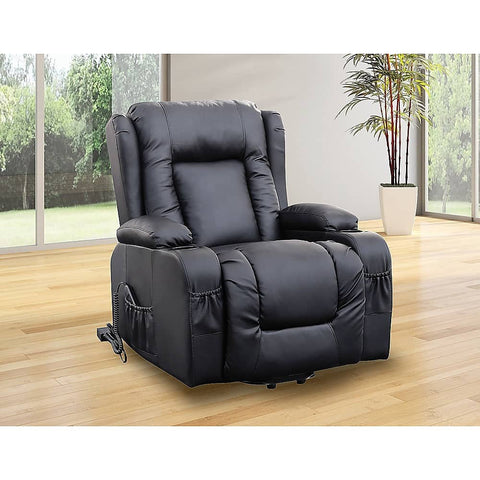 darrahopens Furniture > Bar Stools & Chairs Recliner Chair Electric Massage Chair Lift Heated Leather Lounge Sofa Black