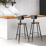 darrahopens Furniture > Bar Stools & Chairs Set of 2 Artiss Bar Stools Pinewood Metal - Black and Wood