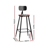 darrahopens Furniture > Bar Stools & Chairs Set of 2 Artiss Bar Stools Pinewood Metal - Black and Wood