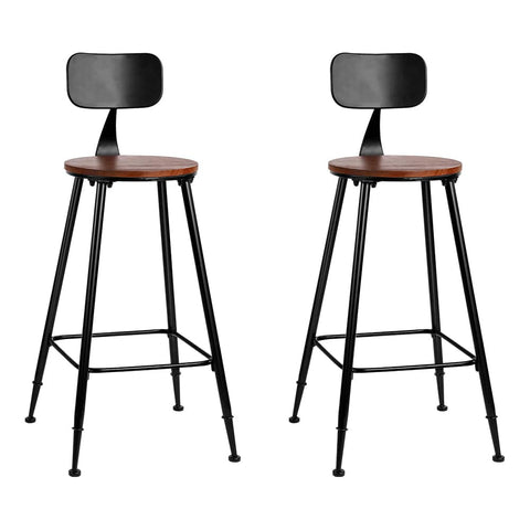 darrahopens Furniture > Bar Stools & Chairs Set of 2 Artiss Bar Stools Pinewood Metal - Black and Wood